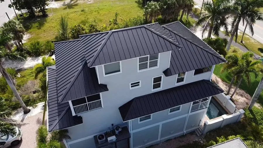 Residential metal roof replacement Fort Myers FL aerial view