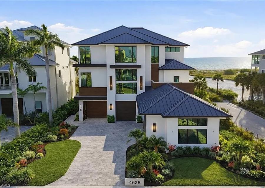 Luxury coastal home metal roof